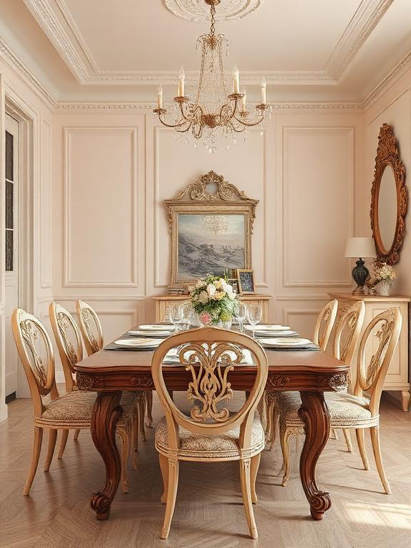 Vintage Feminine Dining Room Elegance