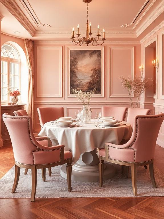 Dusty Rose & Cream Dining Room