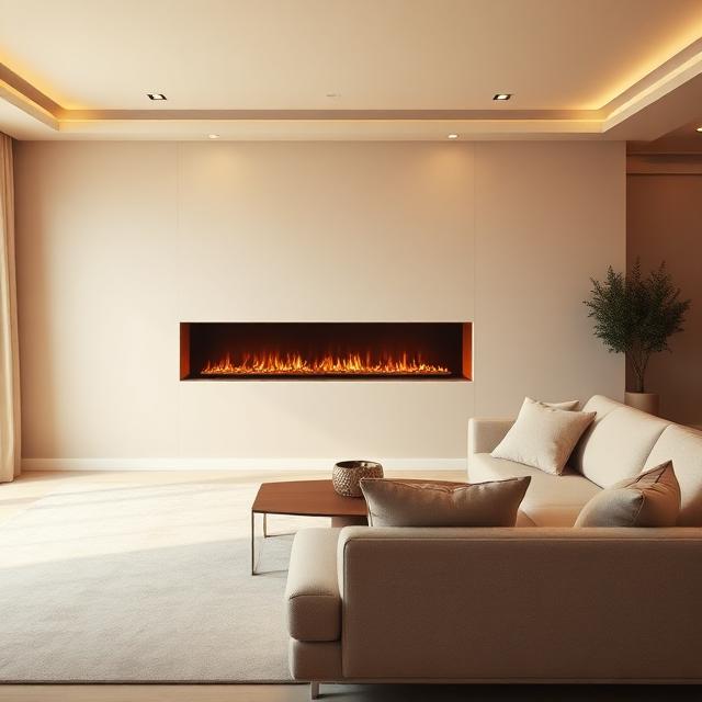 Built-In Fireplace with Subtle Glow