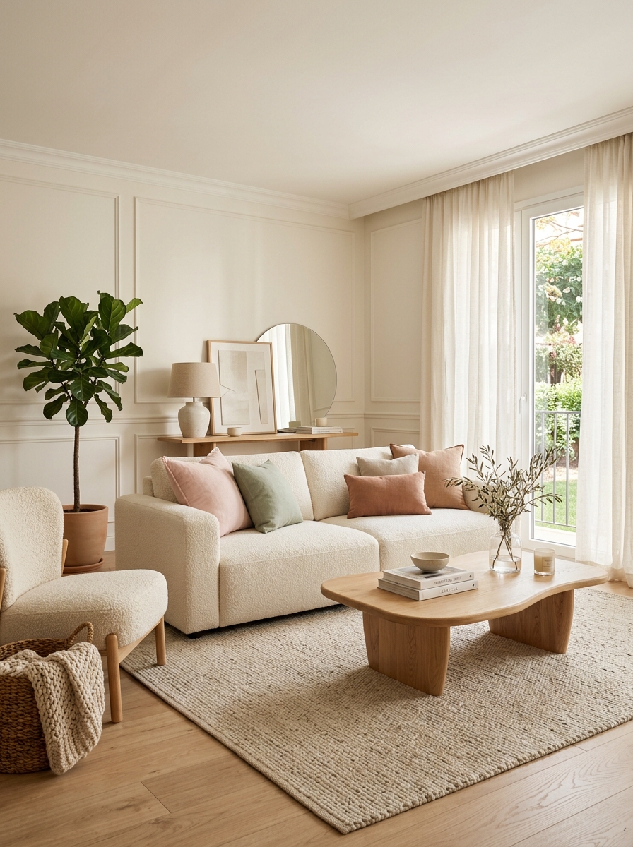 Pastel-Infused Minimal Luxury Living Room