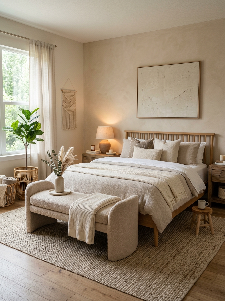 Curved Bench at the Foot of the Bed