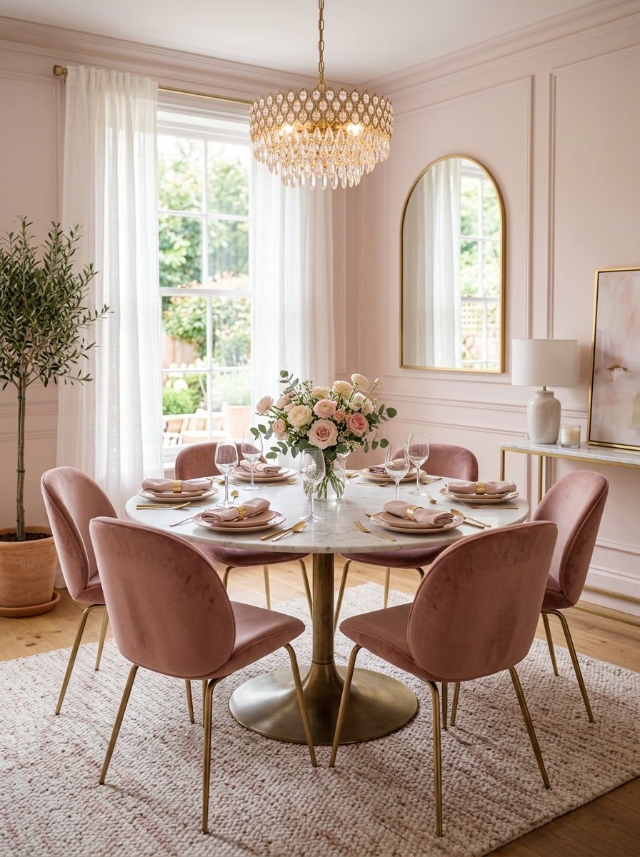 Blush & Gold Elegance Dining Room