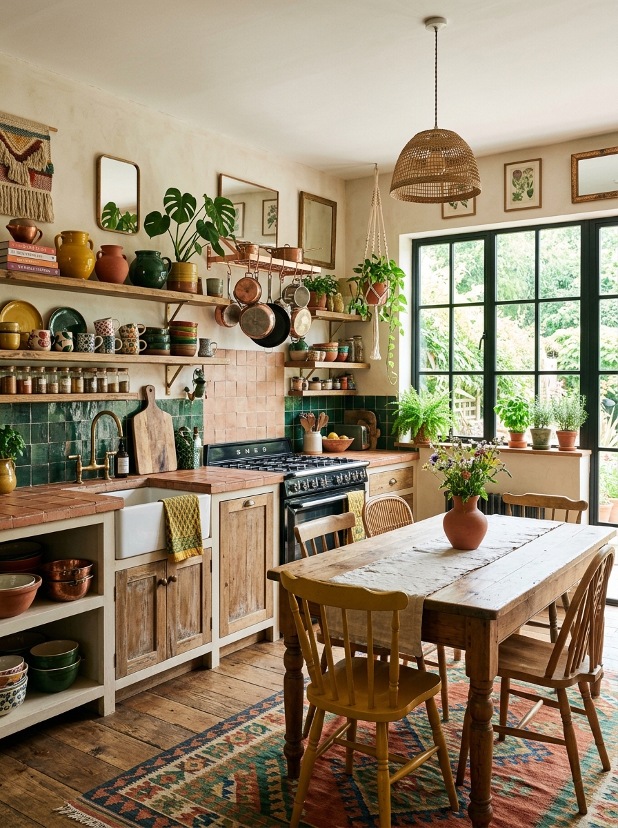 Bright Boho Kitchen with Bold Color Accents