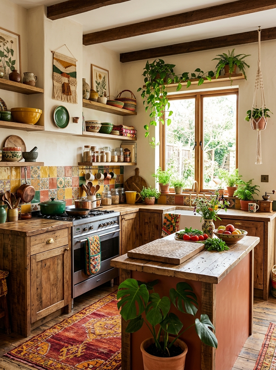 Bright Boho Kitchen with Bold Color Accents