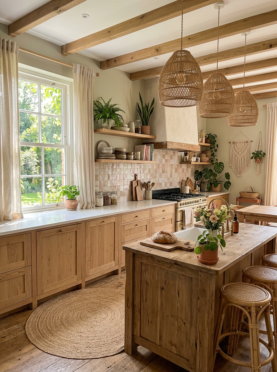 Soft Boho Eclectic Kitchen with Feminine Layers