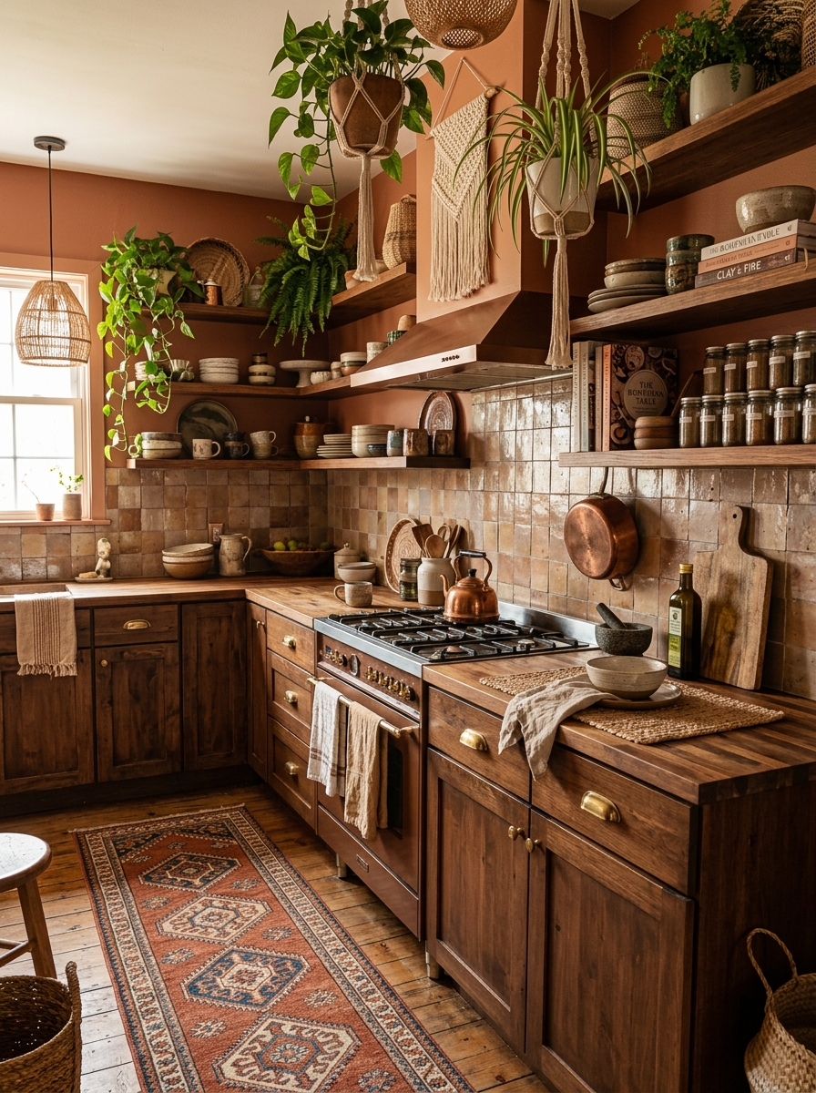 Earthy Luxe Kitchen with Terracotta & Layered Textiles