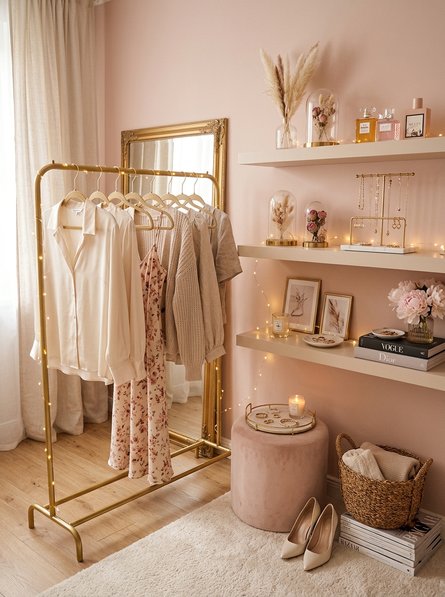 Boutique-Inspired Feminine Closet Corner