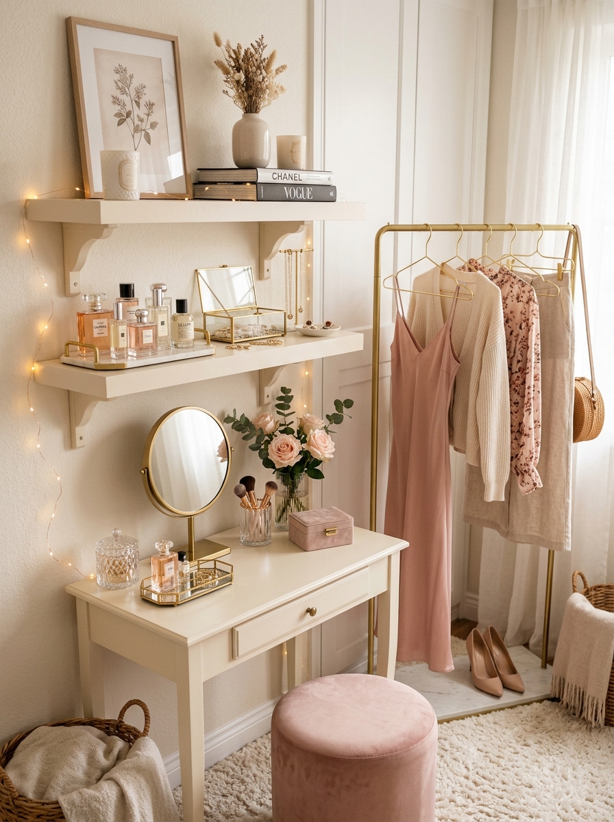 Boutique-Inspired Feminine Closet Corner