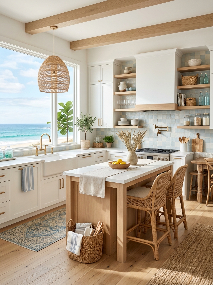 Coastal Boho Kitchen with Breezy Textures