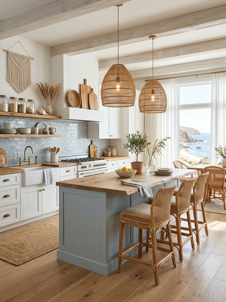 Coastal Boho Kitchen with Breezy Textures