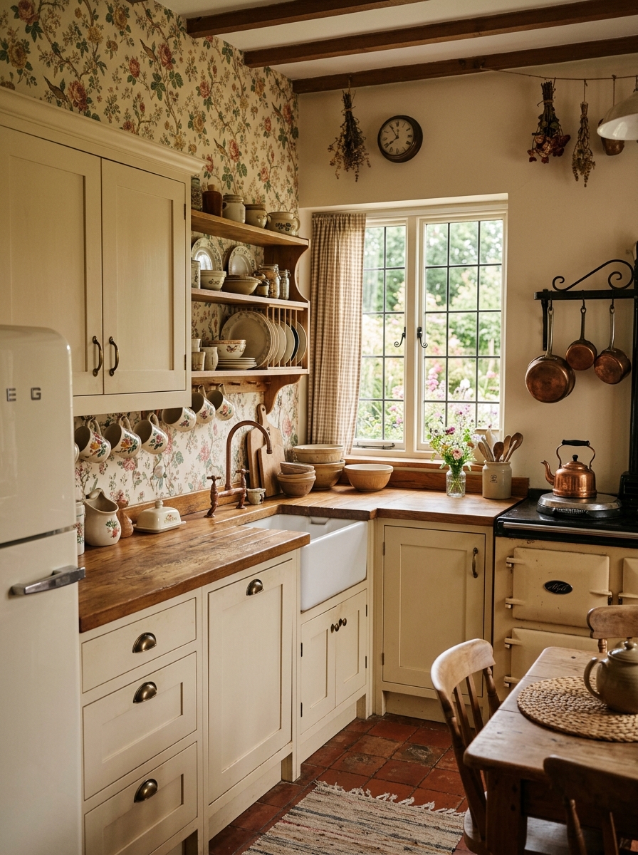 Vintage Floral Retro Cottage Kitchen