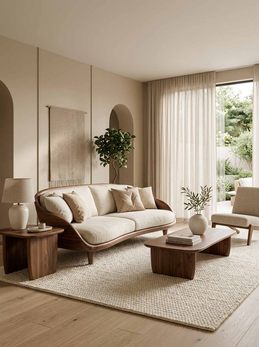 Warm Neutral Haven with Sculptural Elegance