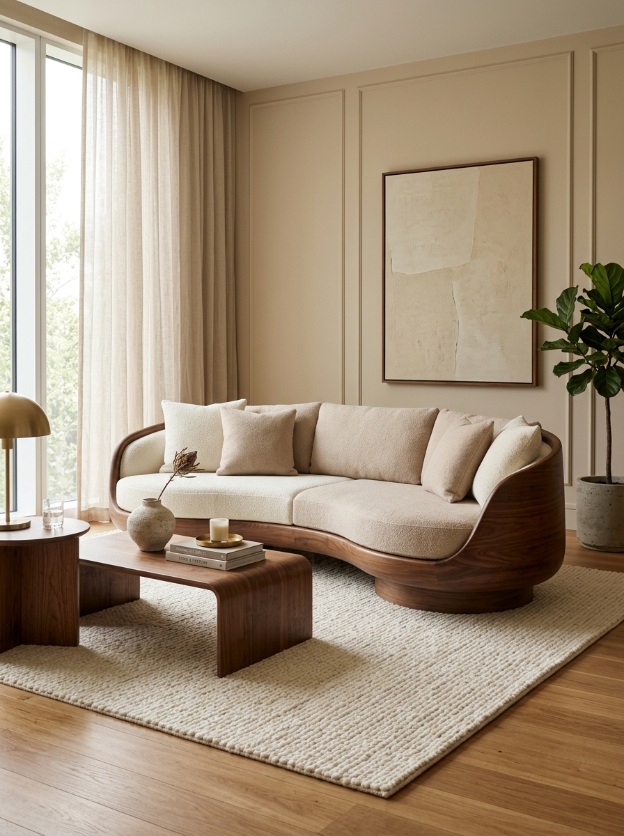 Warm Neutral Haven with Sculptural Elegance