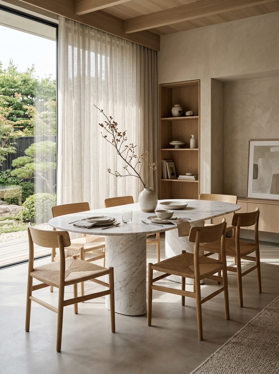 Japandi Marble Dining Serenity