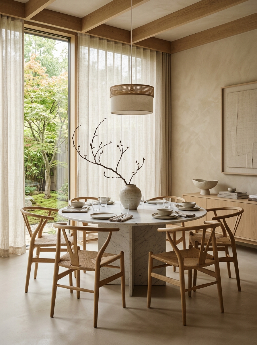 Japandi Marble Dining Serenity