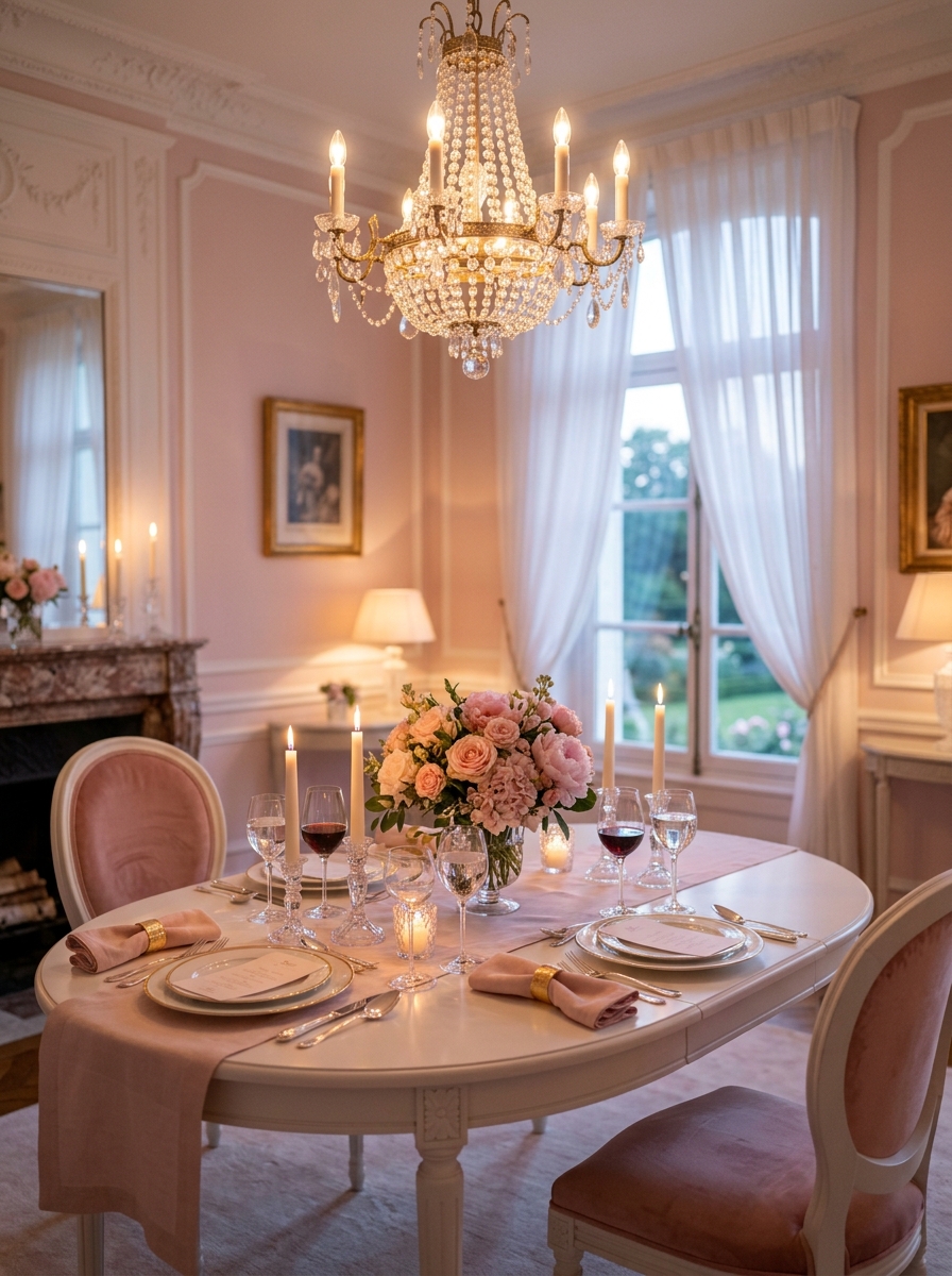 Elegant Candlelit Dining with Soft Drapery