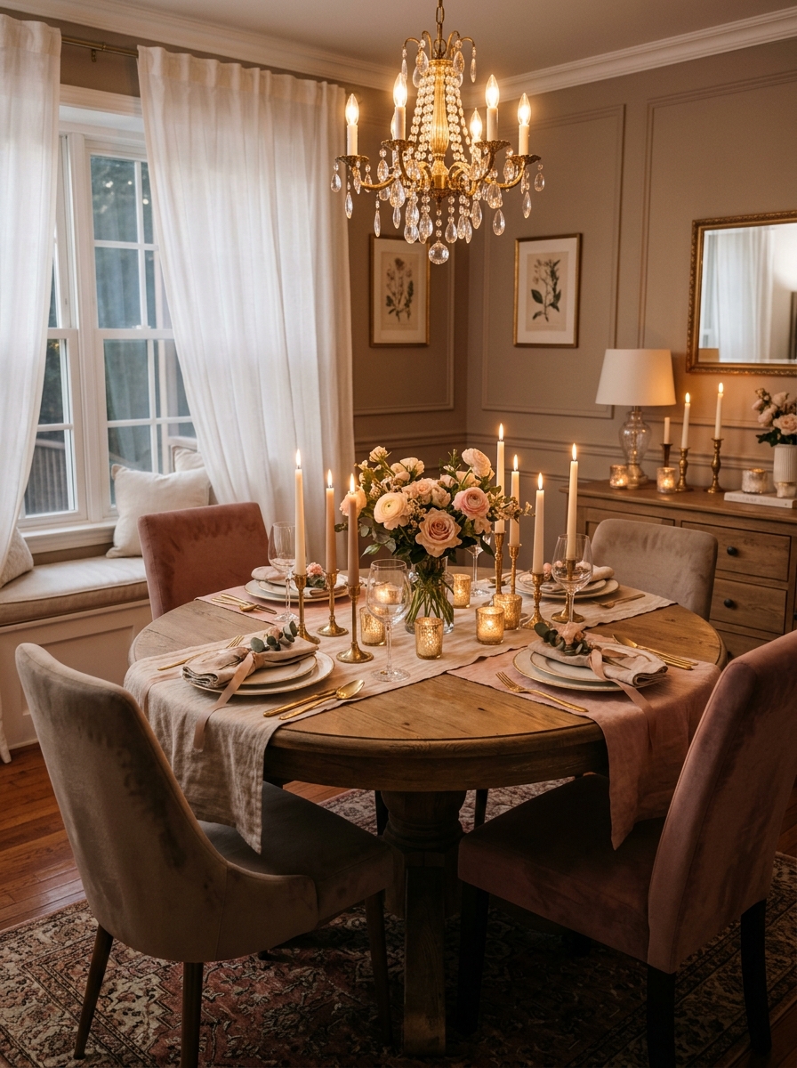 Romantic Candlelit Dining Room Aesthetic