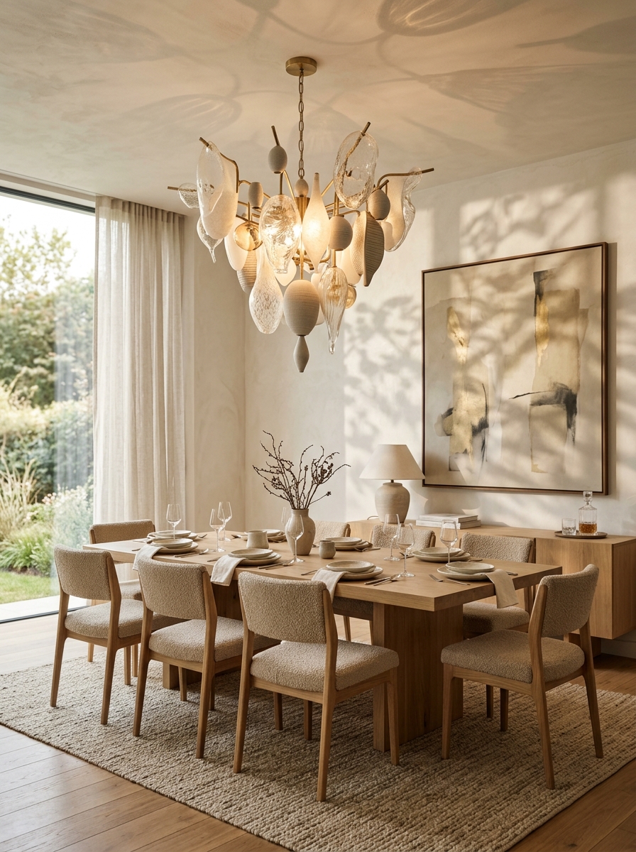 Sculptural Statement Lighting Dining Room