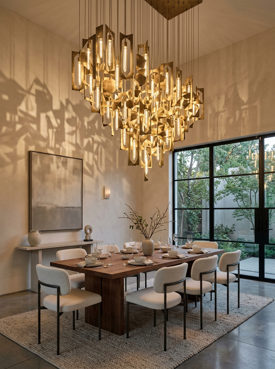 Sculptural Statement Lighting Dining Room