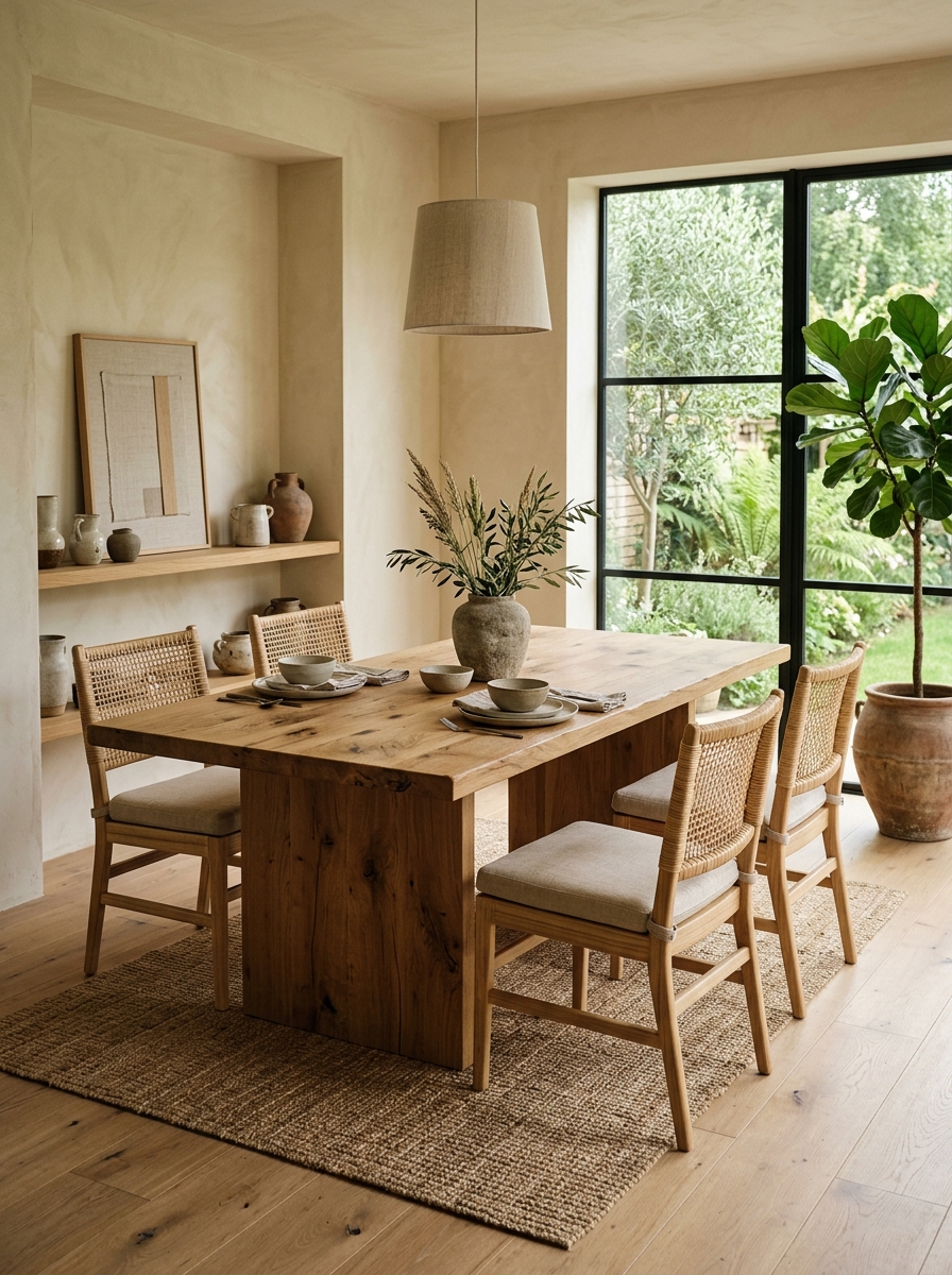 Organic Minimalist Dining with Natural Elements