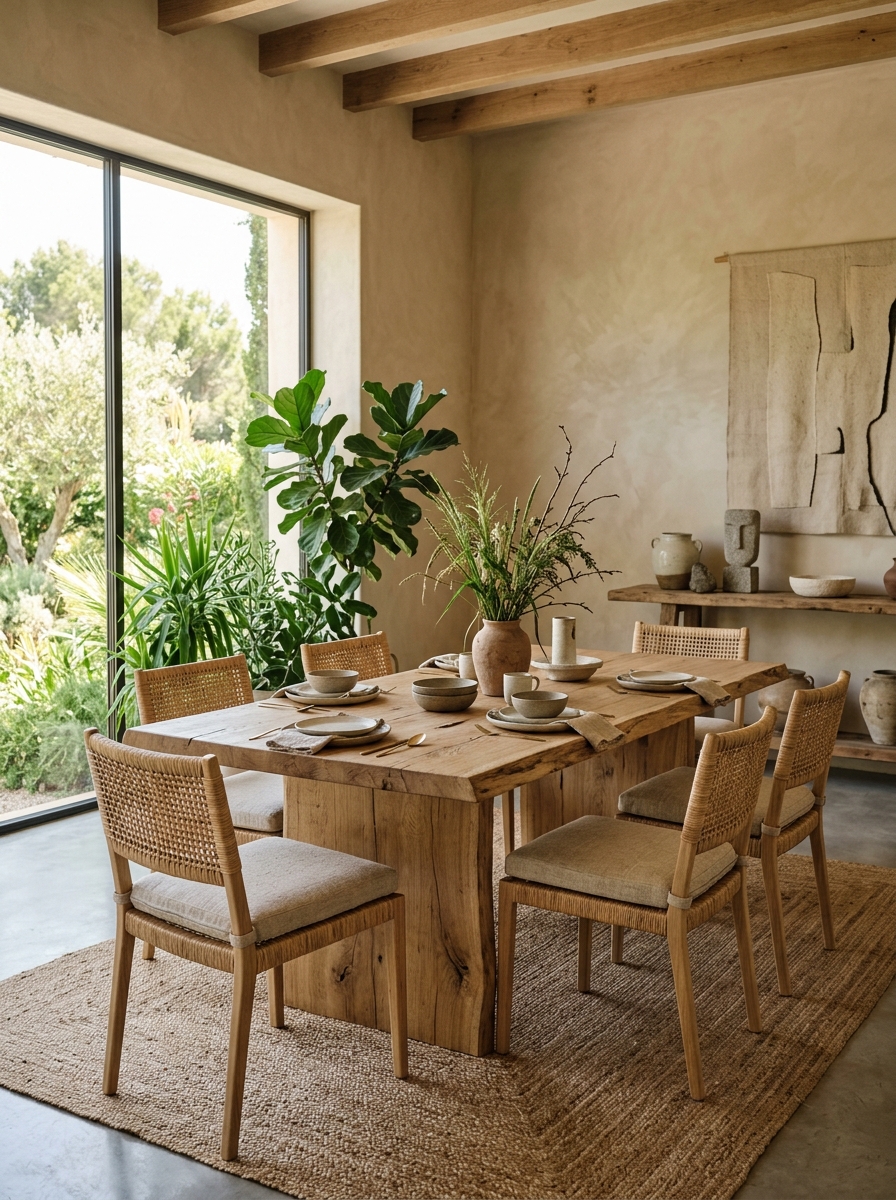 Organic Minimalist Dining with Natural Elements
