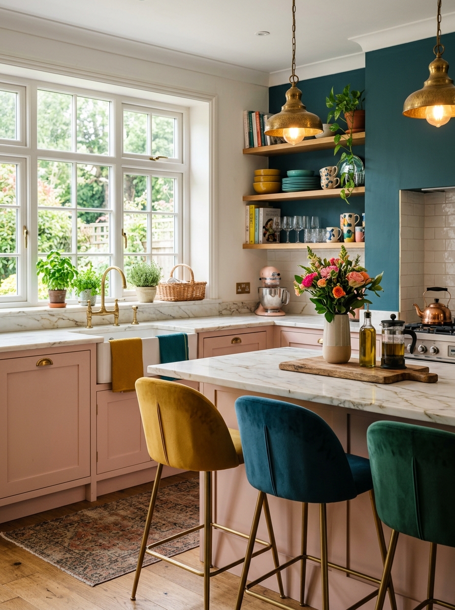 Pastel Cabinetry with Bold Accents