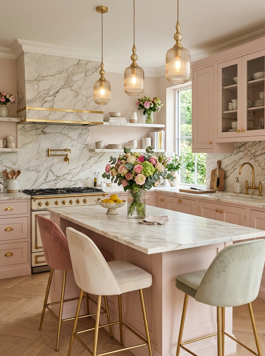 Marble Elegance with Colorful Feminine Accents