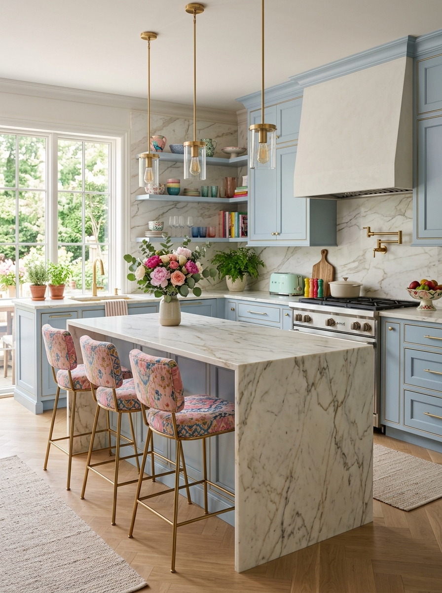 Marble Elegance with Colorful Feminine Accents