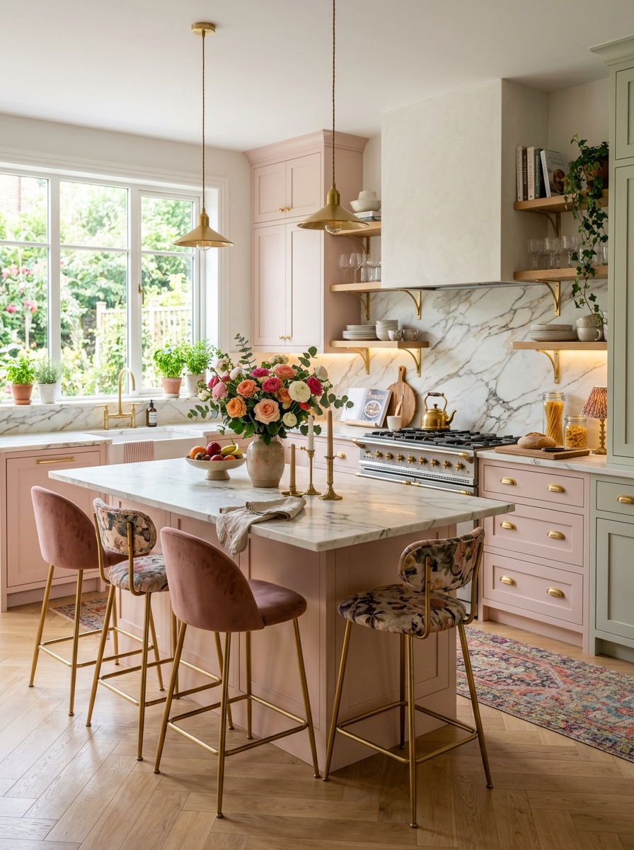 Marble Elegance with Colorful Feminine Accents