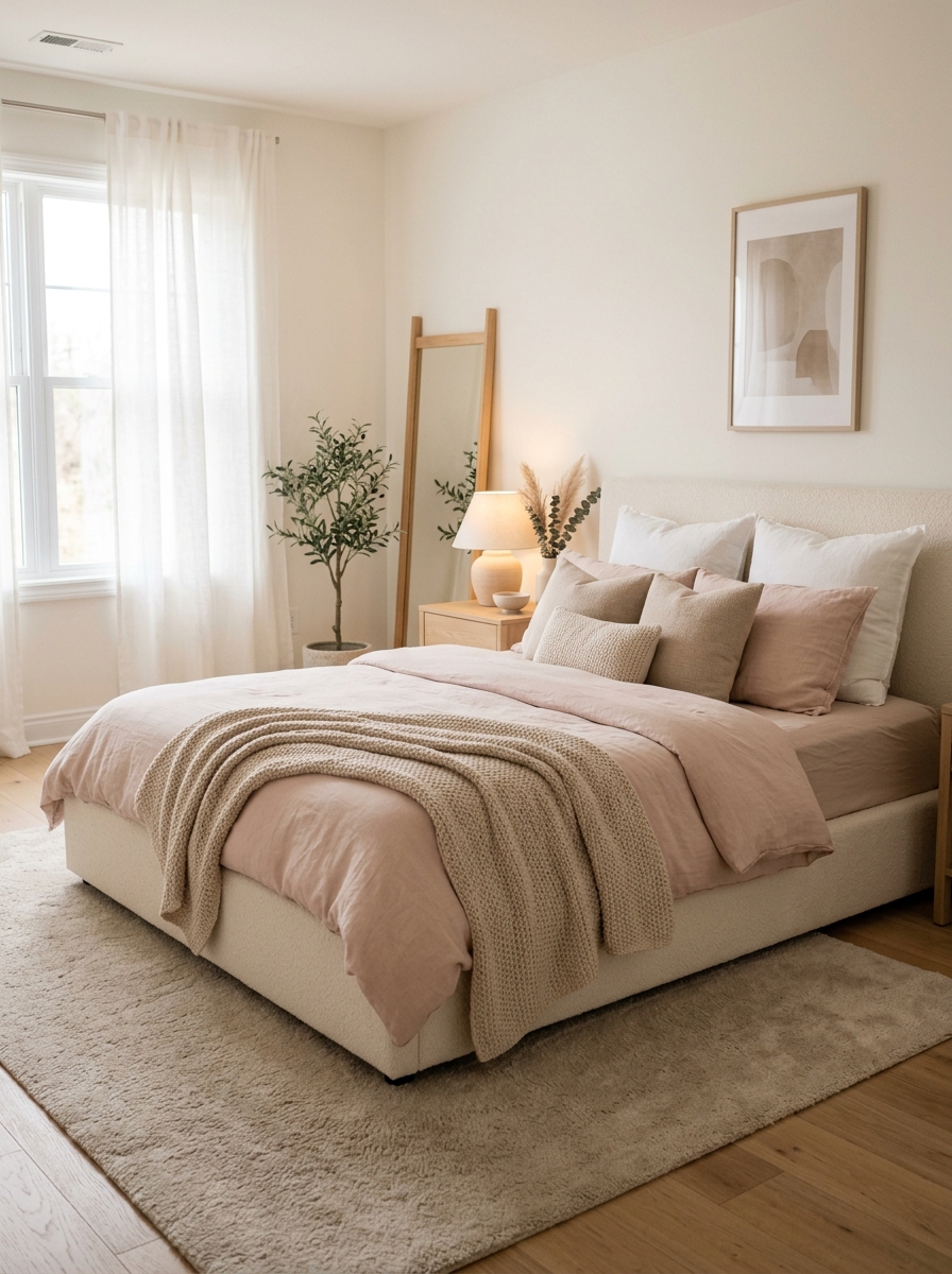 Blush and Neutral Layered Bedding