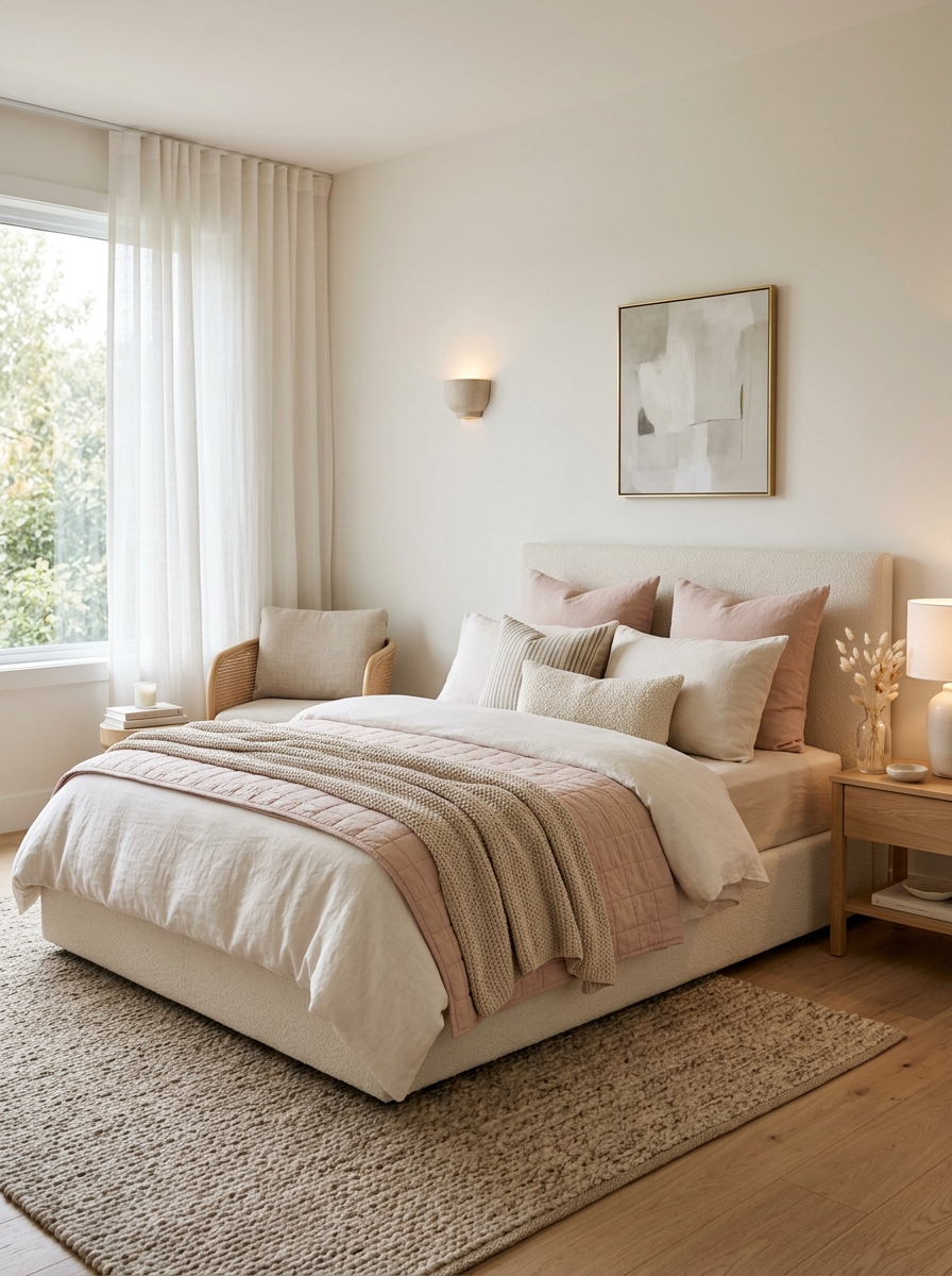 Blush and Neutral Layered Bedding