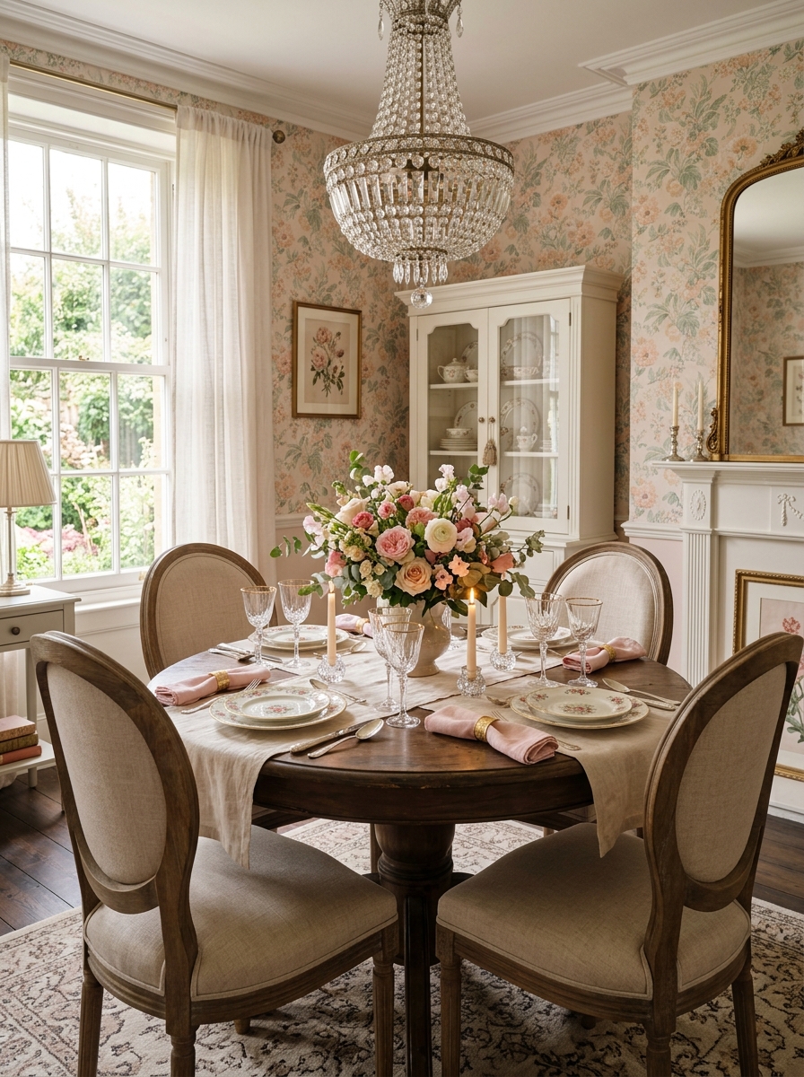 Floral-Inspired Feminine Dining Room
