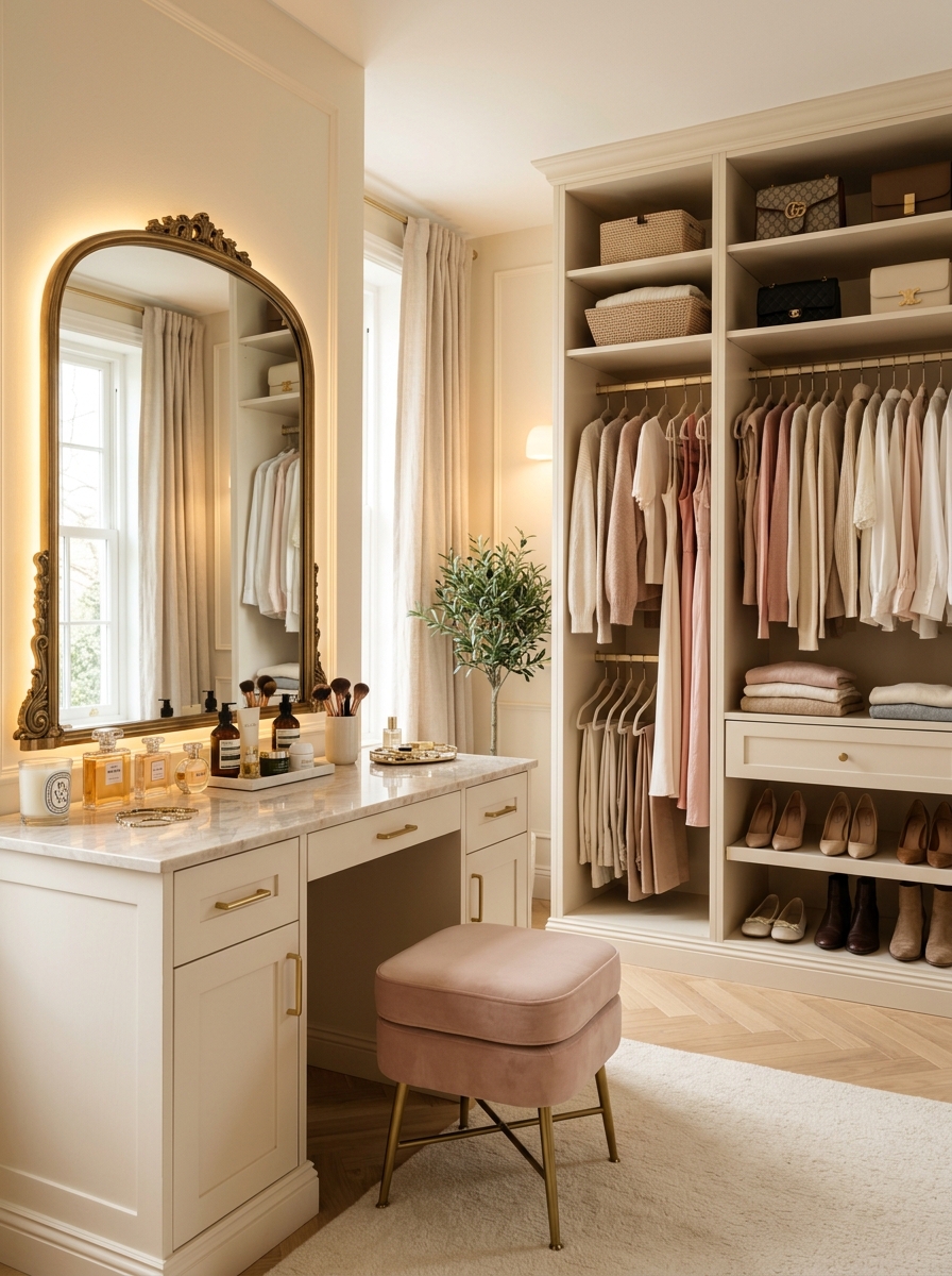 Feminine Vanity + Open Wardrobe Combo