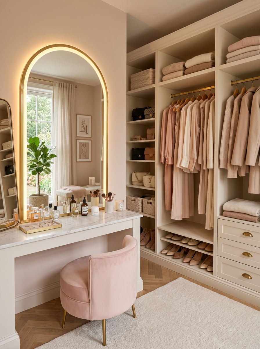 Feminine Vanity + Open Wardrobe Combo
