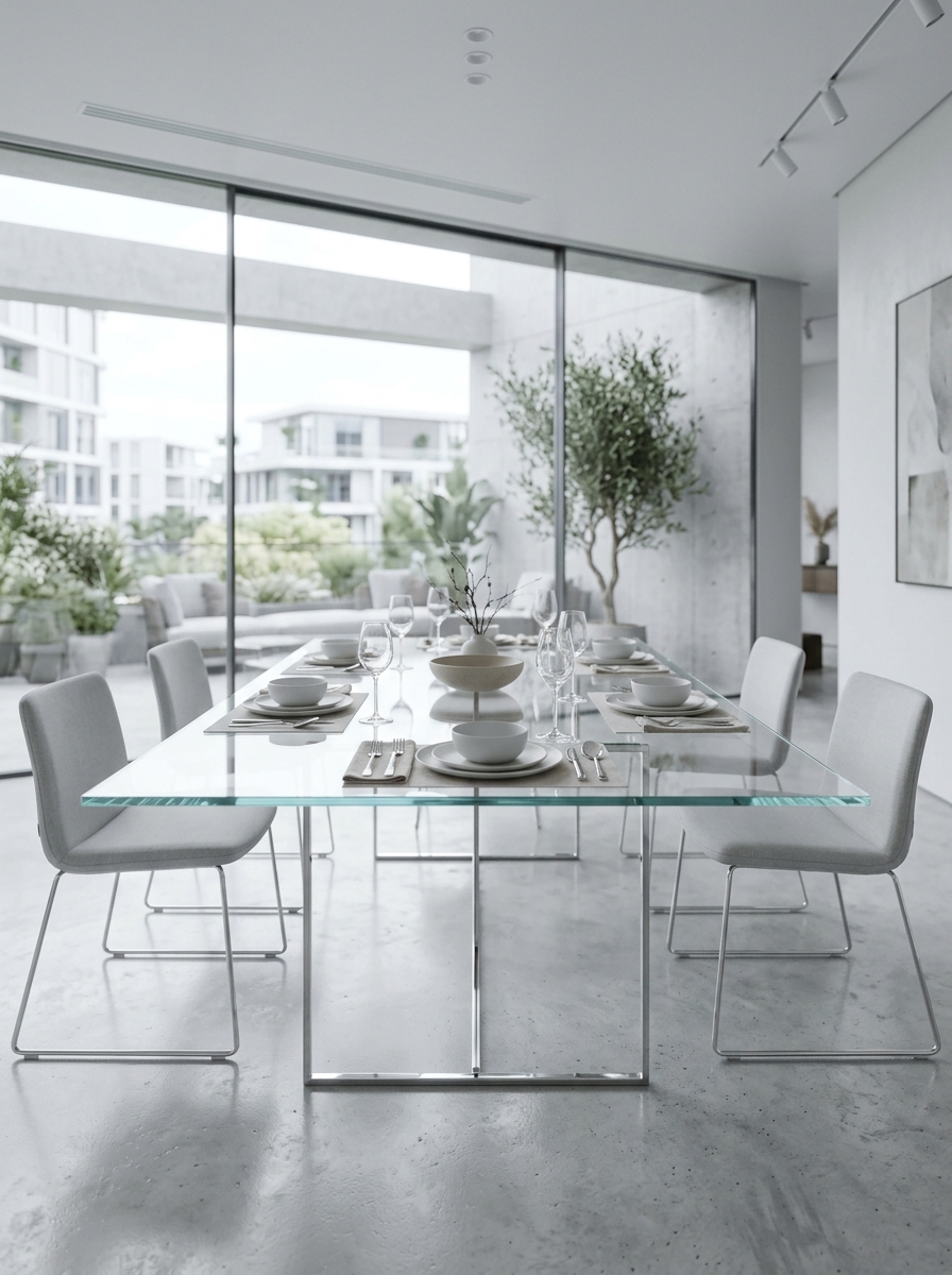 Floating Glass Elegance Dining Space