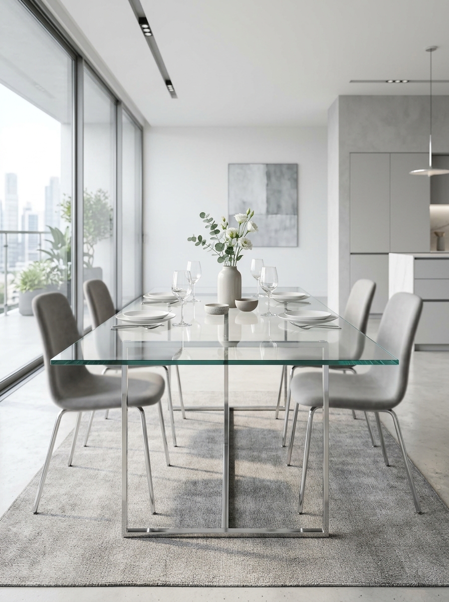 Floating Glass Elegance Dining Space