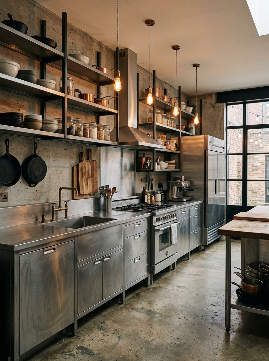 Stainless Steel Retro Industrial Kitchen