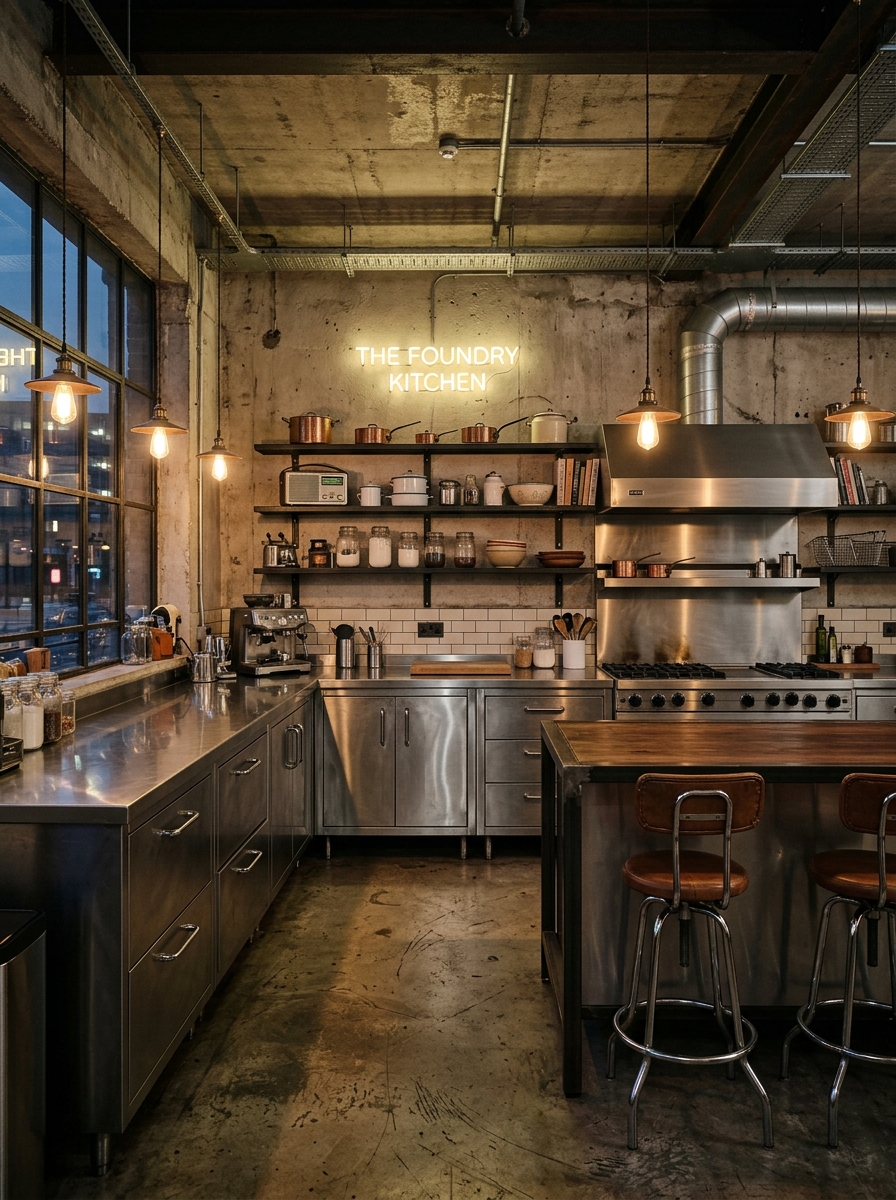 Stainless Steel Retro Industrial Kitchen
