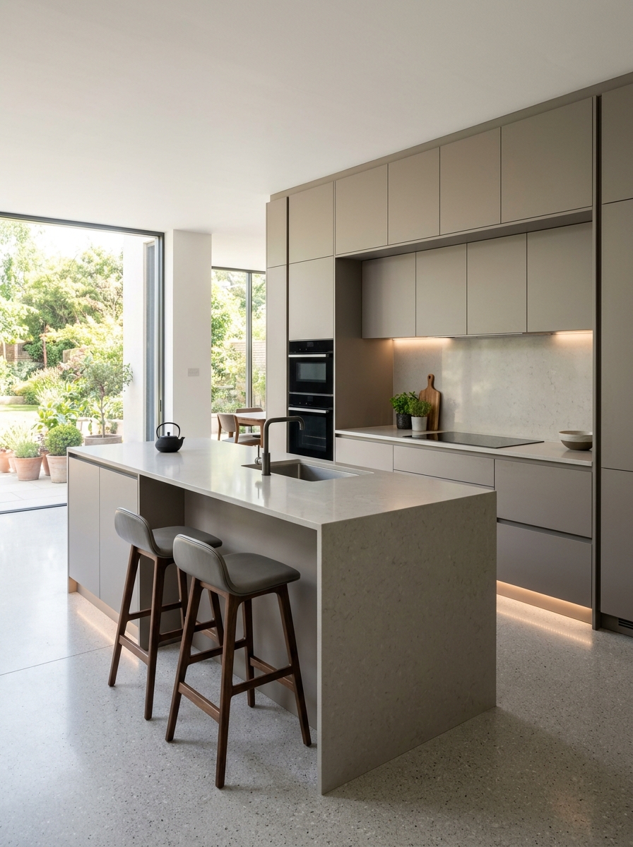 Handleless Cabinets with Push-to-Open Design
