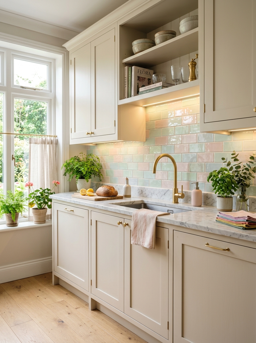 Pastel Backsplash for a Soft Pop of Color