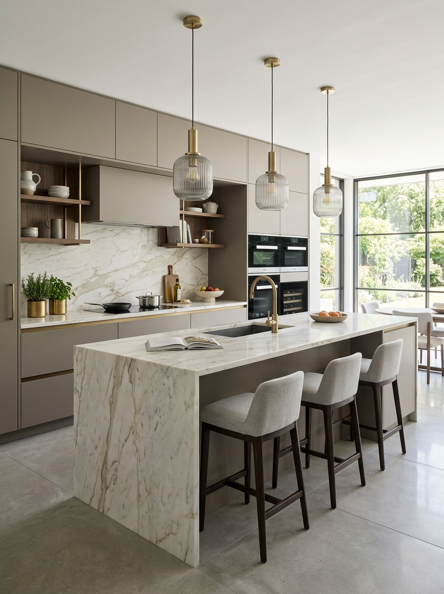 Sleek Cabinets with Metallic Accents