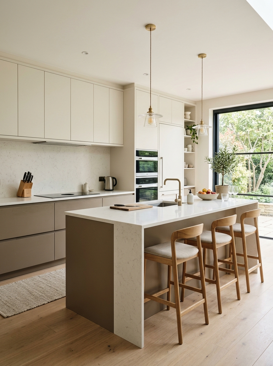 Two-Tone Cabinets with Soft Neutral Palette