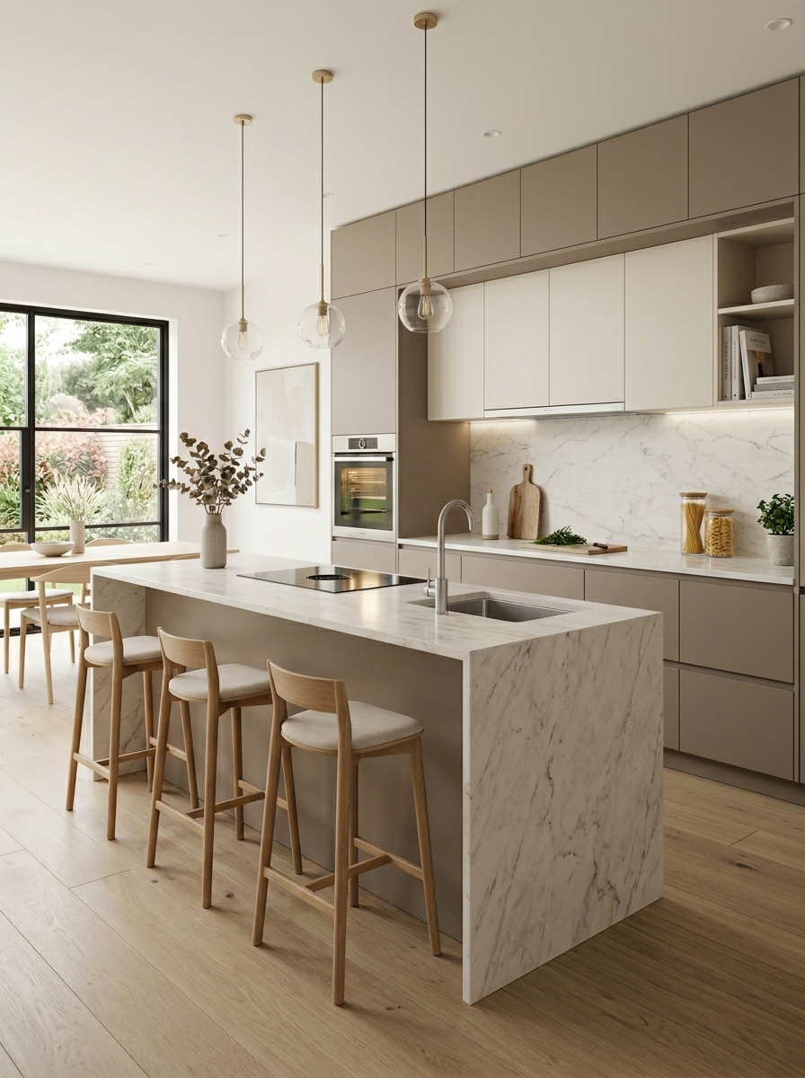 Two-Tone Cabinets with Soft Neutral Palette