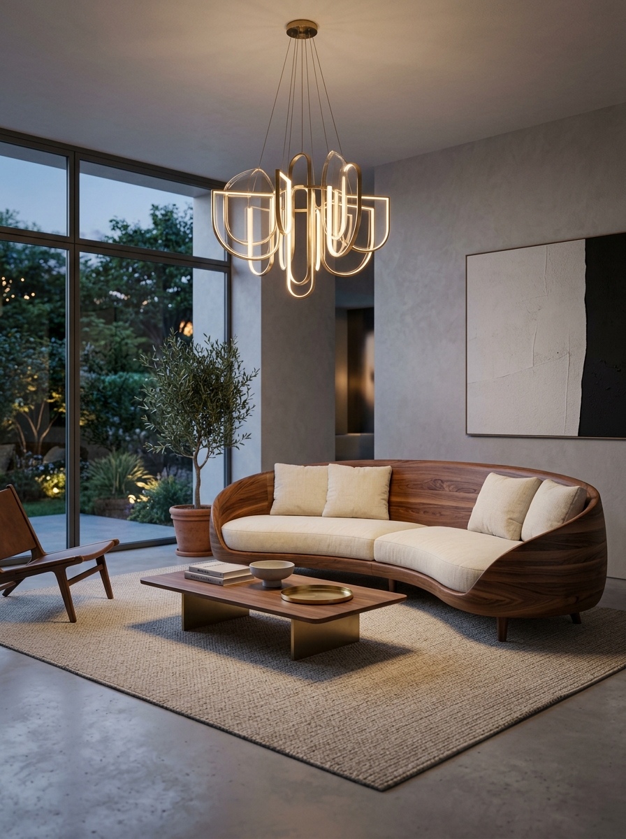 High-End Minimalism with Statement Lighting