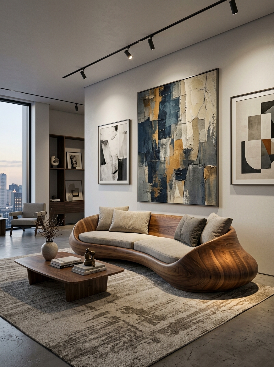 Sculptural Art Focus with Gallery-Style Walls