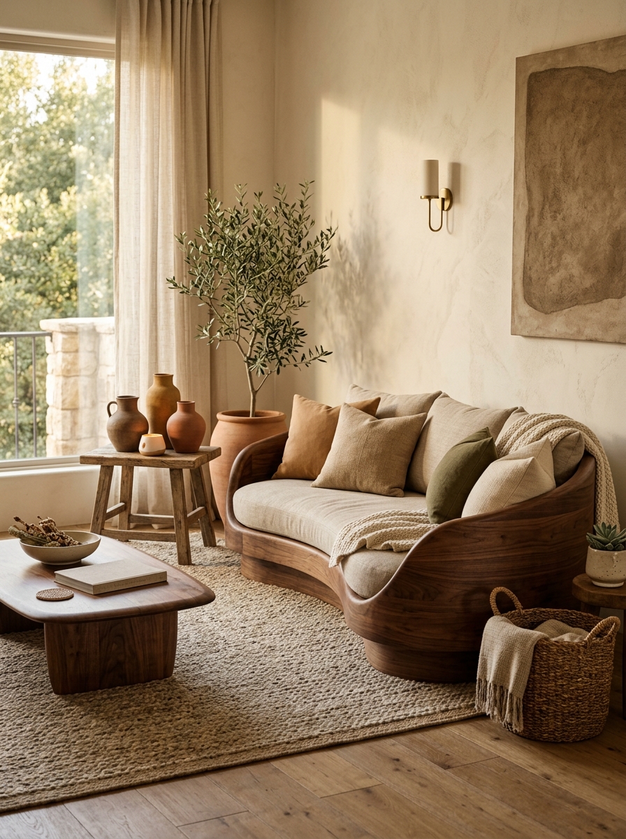 Warm Earth-Toned Luxury with Organic Decor