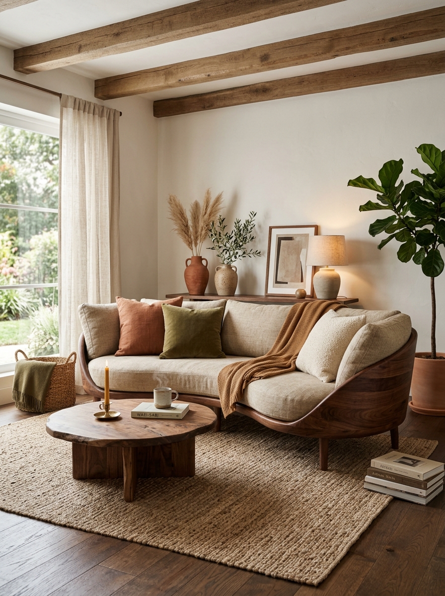 Warm Earth-Toned Luxury with Organic Decor