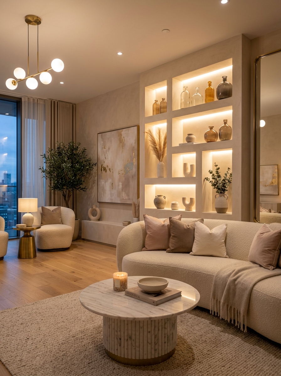Elegant Wall Niches with Ambient Lighting