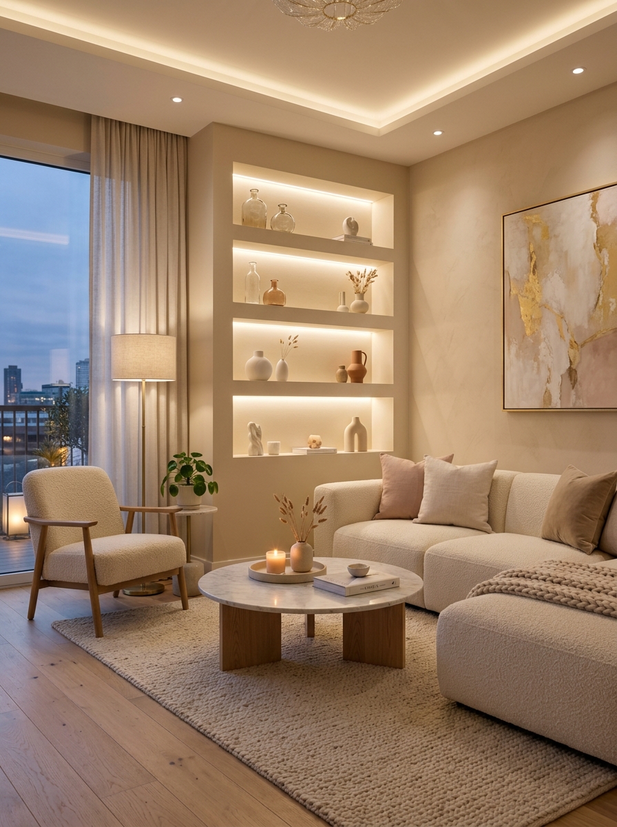 Elegant Wall Niches with Ambient Lighting