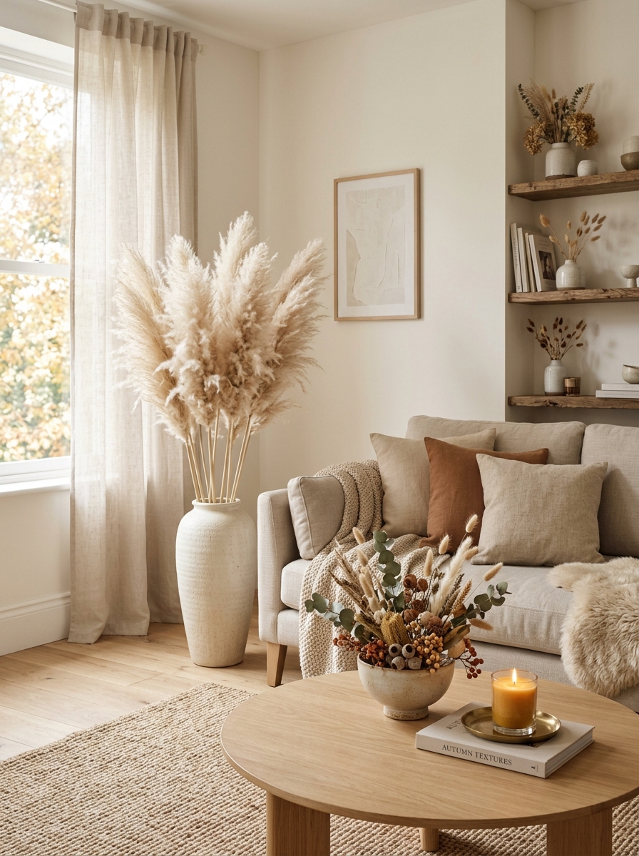 Pampas Grass and Dried Floral Arrangements